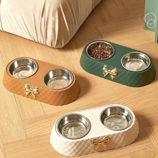 Double Bowl for Dogs and Cats with Non Slip Base