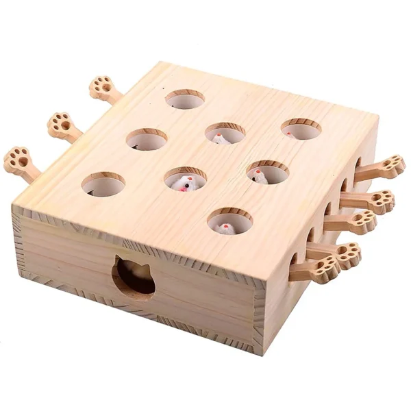 Whack A Mole Solid Wood Box - Interactive Cat Toys