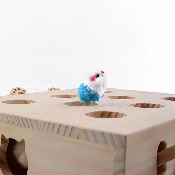 Whack A Mole Solid Wood Box - Interactive Cat Toys - Image 3
